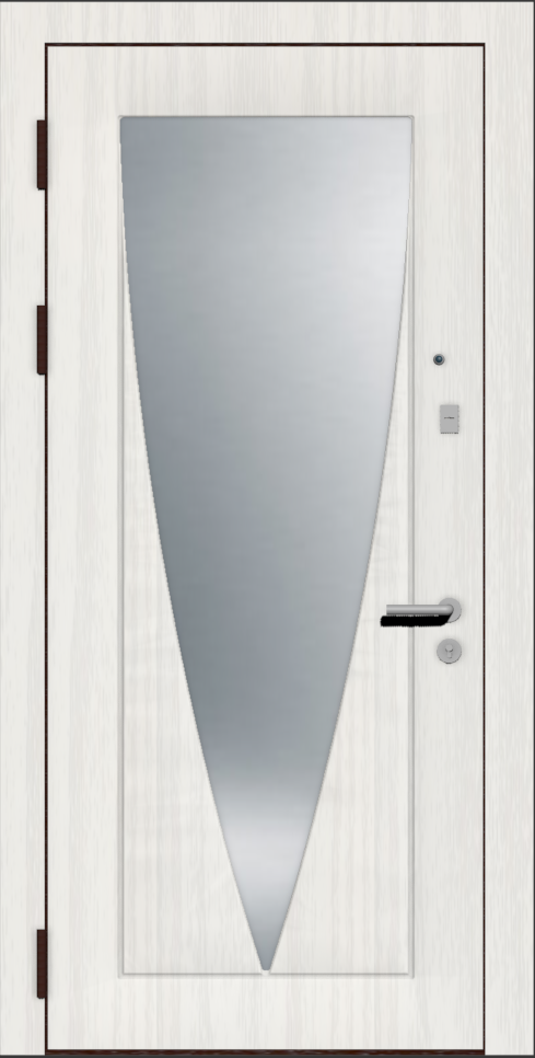 Дверная мдф панель белая с большим зеркалом